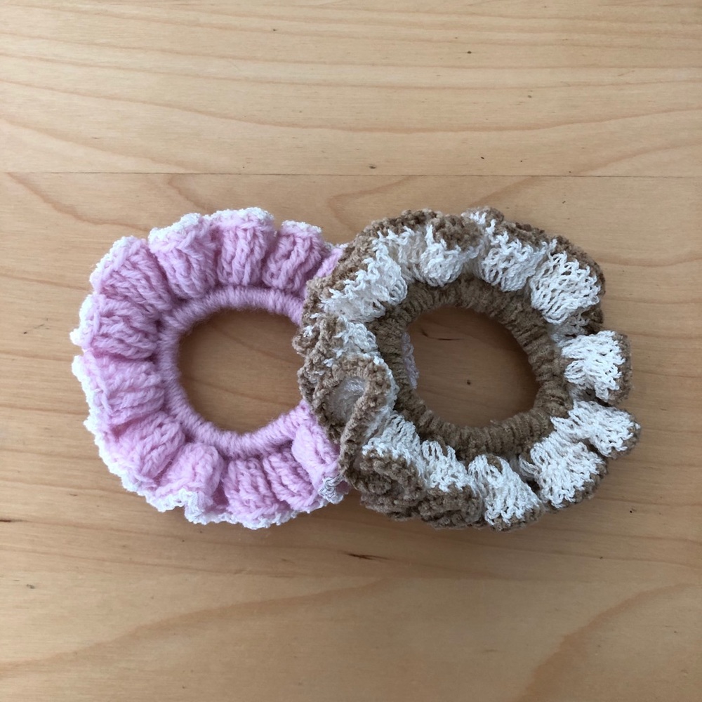 Crochet hair ties, bun holders
